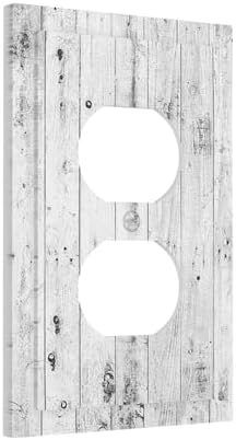 Outlet Covers Rustic White Grey Wood Grain 1 Gang Duplex Light Switch Cover - Image 2