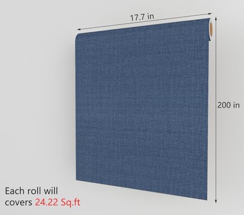 Decotalk Blue Wallpaper Peel and Stick Dark Blue Grasscloth Wallpaper - Image 7