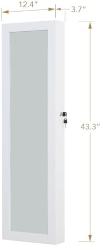 Full Length Mirror Jewelry Cabinet Organizer Lockable Door Wall-Mounted Jewelry - Image 4