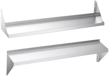 Stainless Steel Wall Shelf 12"x48" 2 Pack, Reversible Brackets by SWOTCATER