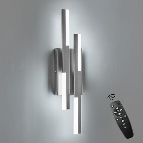 Benkut Modern LED Wall Sconce Silver Remote Wall Light Fixtures by Benkut