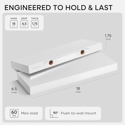 Homeforia 18 Inch Floating Shelves, High-End Solid Pine Wood - Image 2