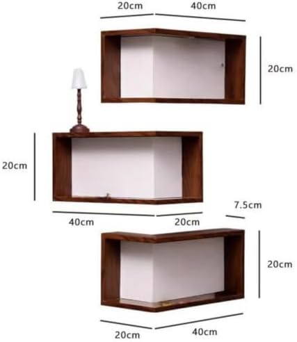 Floating Corner Shelves with LED Lights, 1-Tier Wall Mounted Wooden Corner - Image 2