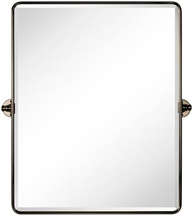 Farmhouse Pivot Rectangle Bathroom Mirror Oil Rubbed Bronze Metal Framed - Image 2