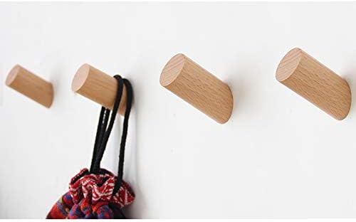 Felidio Wood Wall Hooks, 4 Pack Coat Hooks Mounted Rustic Wooden Heavy Duty by Felidio