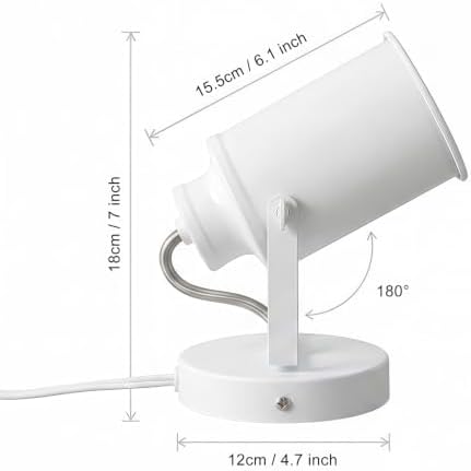 Industrial Wall Lamp with Plug in Cord, Adjustable Retro White Wall Lamp - Image 2