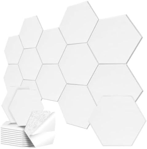 12 Pack Hexagon Acoustic Panels, Self-Adhesive Sound Deadening Panels, Sound by Junwisun
