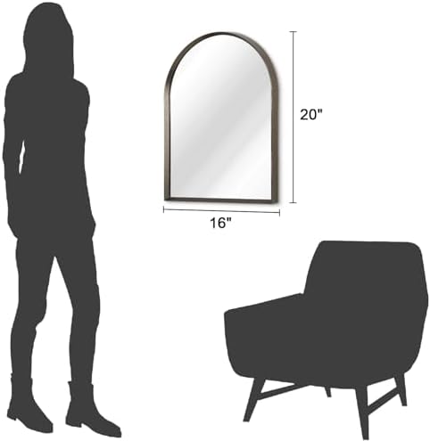 Arched Mirrors for Wall, Brushed Metal Frame Mirror, Arch Bathroom Vanity - Image 7