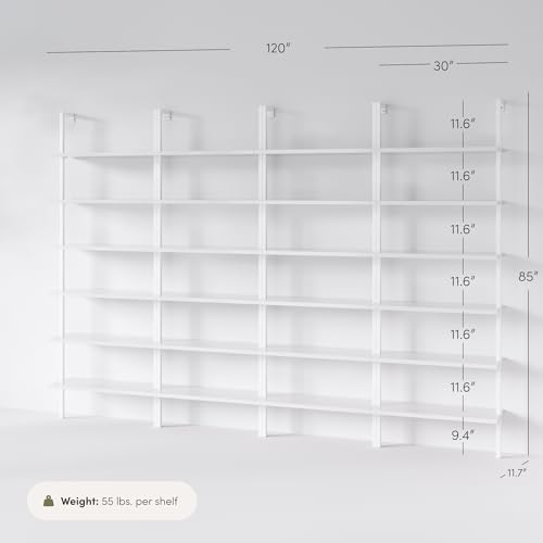 Nathan James Theo 6-Shelf Tall Modern Bookshelf, Wall Mount Ladder Shelf - Image 2