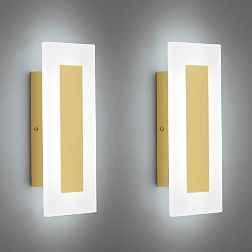 LMQNINE Modern LED Acrylic Gold Wall Sconce White Light 6000K by LMQNINE