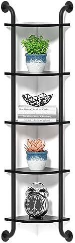 Tinpin 5 Tier Corner Shelf Wall Mount Rustic Industrial Floating Shelves by Tinpin
