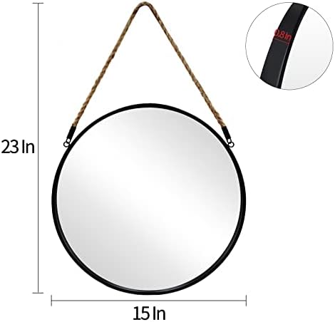 POZINO 15" Small Round Hanging Mirror, Circle Wall Mirror - Image 2