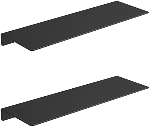JOOM Black Floating Shelves for Wall Storage, Metal Wall Shelves for Living Room by JOOM