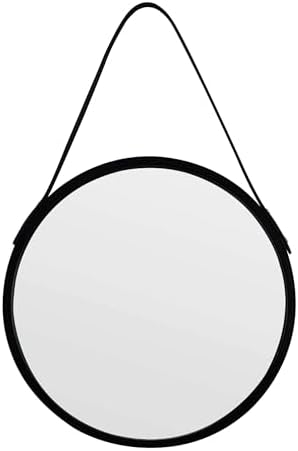 Black Round Hanging Mirror by Wartter