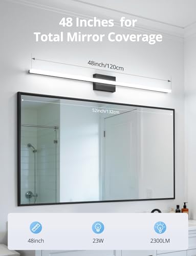 Combuh Bathroom Vanity Light Fixtures Above Mirror, Modern Wall Lamp Black - Image 2