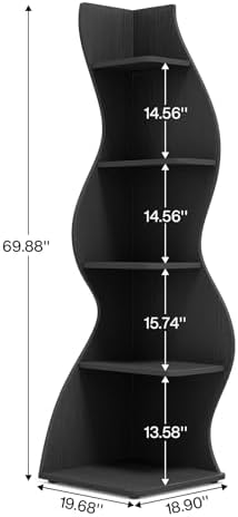 Tribesigns Corner Shelf, Modern 5-Tier Wall Corner Bookshelf, Stylish Corner - Image 3
