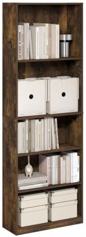 Furinno Jaya Book Shelf, 5-Tier Tall Book Shelf, Bookcase by Furinno-FitsYourSpaceFitsYourBudget