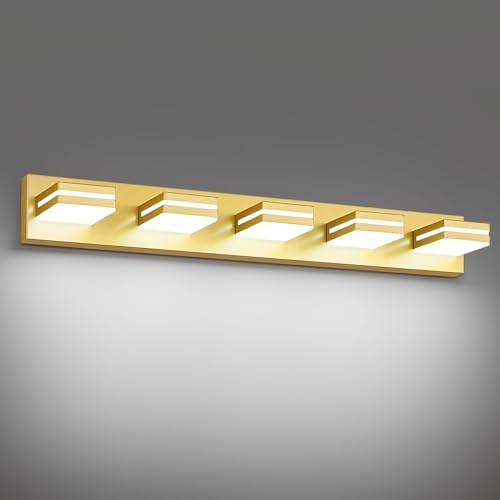 Modern LED Gold Acrylic Bathroom Lights Fixtures 5-Light by JZEKVN