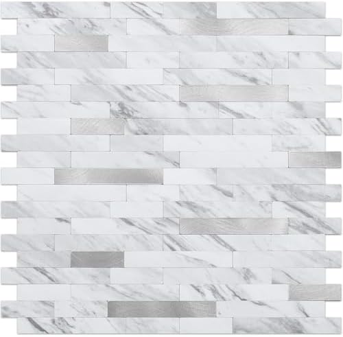 DICOFUN 10 Sheets Marble Look Peel and Stick Backsplash Wall Tile, PVC Kitchen by DICOFUN