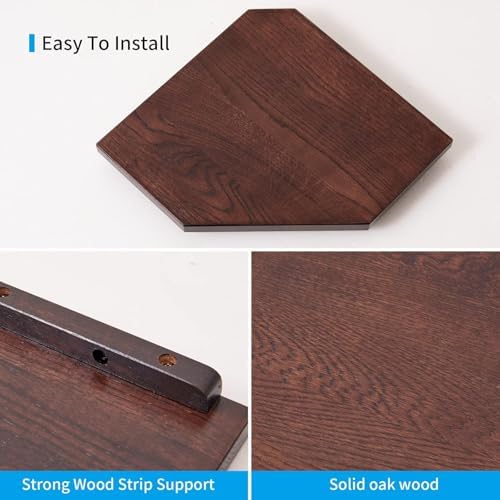 Corner Wall Shelves Set 2 Wire Hole Solid Oak Wood Display Shelf - Image 5
