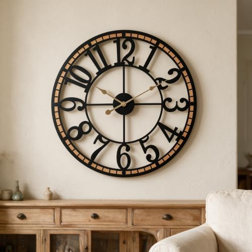 SIN&MI Large Wall Clock, Metal Minimalist Modern Clock, Round Decorative Silent - Image 6