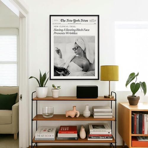 Funky Girl Preppy Aesthetic Posters Black And White Newspaper Wall Art 20x30in - Image 4