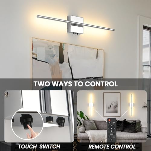 LED Wireless Battery Operated Wall Sconces, 11000mAh Rechargeable Chrome Wall - Image 5