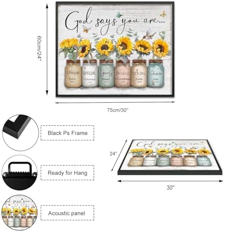 Inspirational Bible Verse Wall Art: God Says You Are Wall Sayings Sunflower in - Image 3