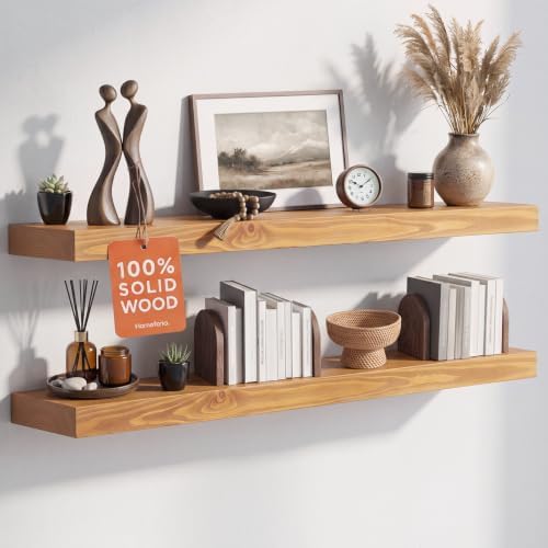 Homeforia 36 Inch Floating Shelves, High-End Solid Pine Wood by Homeforia