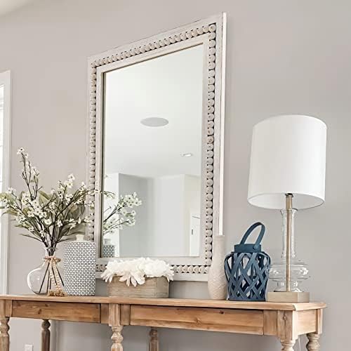 H HOMEWINS Rustic Wood Wall Mirror, Rectangle Bathroom Vanity Mirror - Image 6