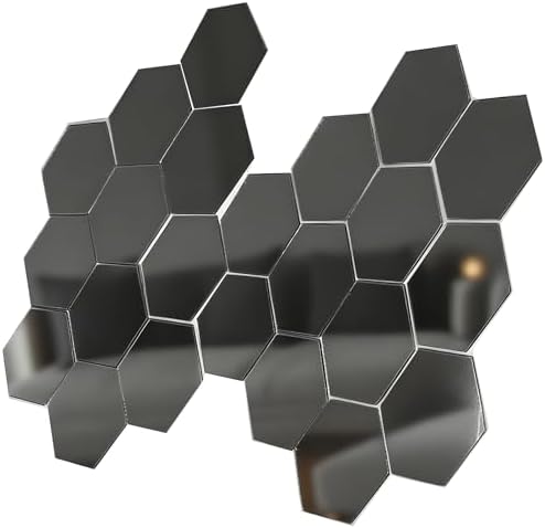 Hexagon Mirror Wall Stickers, 3 Inch Black by LCLICTOP