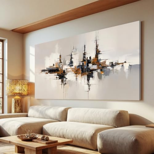 Grey Color Block Large Abstract Canvas Wall Art Decor by TQJYILUFAART