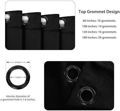 BONZER Black Curtain Dividers, 60 Inch Wide Privacy Blackout Curtains - Image 2