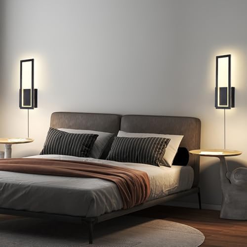 Plug in Wall Sconce Set of 2 Modern Indoor Wall Mount Light 3000K Warm Light - Image 6