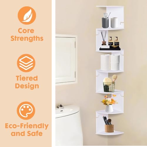 ShellKingdom Corner Shelf Wall Mount, 7 Tier Corner Bookshelf, Floating Display - Image 4