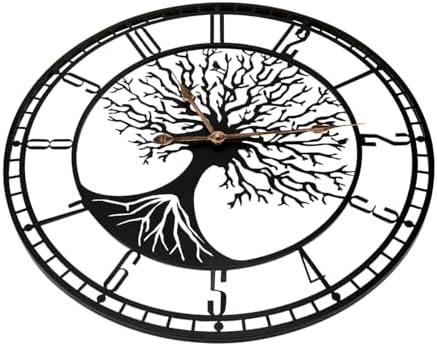Dankeit Tree of Life Wall Clock, 24Inch Metal Black Family Tree Oversized Wall - Image 5