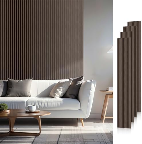 SMARTSTANDARD Wood Slat Acoustic Wall Panels 4 Pack 94"x12.6" Dark Walnut by SMARTSTANDARD
