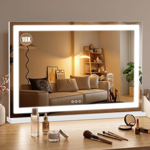 Vanity Mirror with Lights 32"x20", LED Makeup Mirror, 3 Color Lighting Modes by BEAROLVE