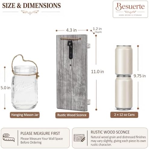 Rustic Mason Jar Sconces Wall Decor - Image 2