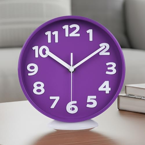 JENLYSTIME 8 Inch Vibrant Purple Modern Wall Clock by JENLYSTIME