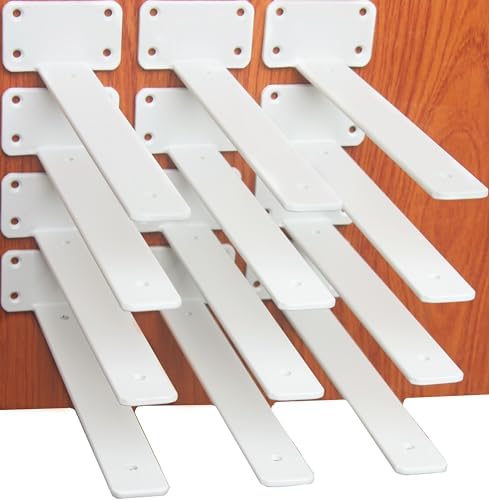 12 Pack - 11 inch White Hidden L Shelf Bracket Iron Floating Shelf Brackets by MHMYDZ