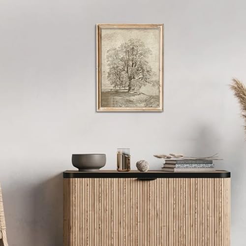 uniro Neutral Etching Vintage Tree Sketch Print, Tree Canvas Wall Art, Antique - Image 5