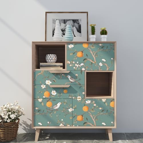 Laatse Vintage Green Bird Floral Wallpaper Peel and Stick 17.5"x393" - Image 3