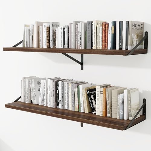 Deep Wall Shelves 48"W x 12"D Engineered Wood Floating Shelves by Venusmiles