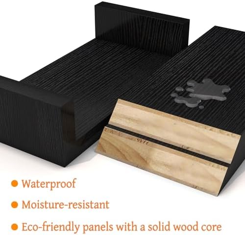 Black Floating Shelves for Wall, Waterproof Solid Wood - Image 4