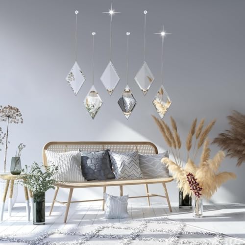 yshengood Diamond Wall Mirror Set of 6 Pcs - Image 4