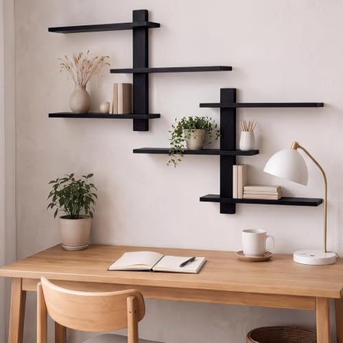 Pinkunn 2 Pack Floating Wall Shelf Mid Century Decor, 3 Tier - Image 5