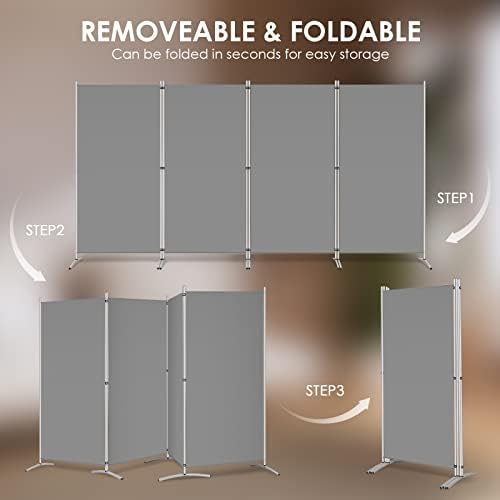 RANTILA 4 Panel Room Divider, 6 Ft Tall Folding Privacy Screen Room Dividers - Image 5