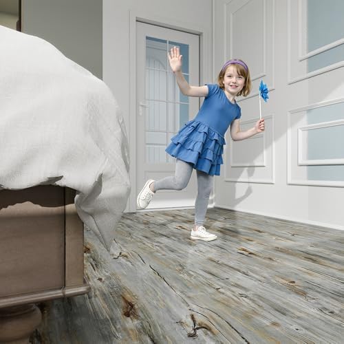 Wood Grain Peel and Stick Floor Tiles, 11.8" W × 118" L, Tide‑Washed - Image 5