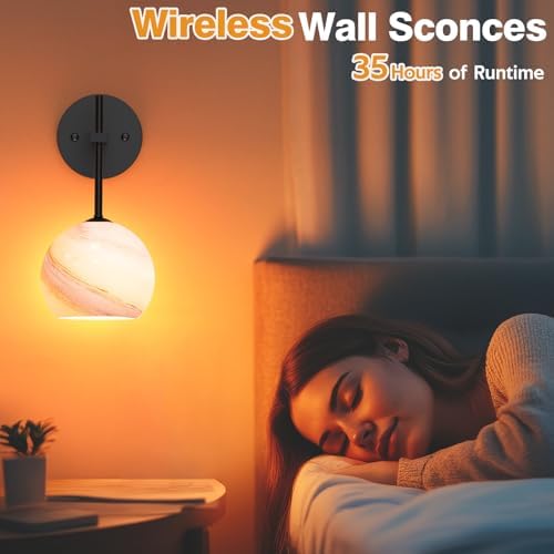 MOITA Wall Sconces Set of Two, Wireless Battery Operated Wall Decor - Image 6